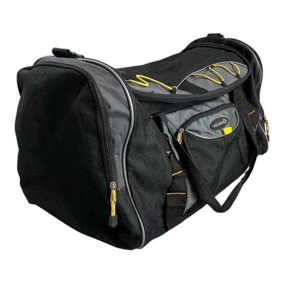 TPRC Sport Duffel Bag Black Yellow Gym Bag Carry On Bag Shoulder Bag - Picture 4 of 9